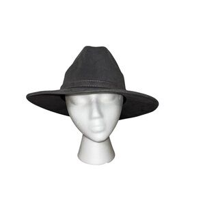 La Sierra Men's M Medium Wide Brimmed Fedora Panama Hat Faux Suede Gray